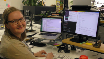 Raissa coding at her desk image