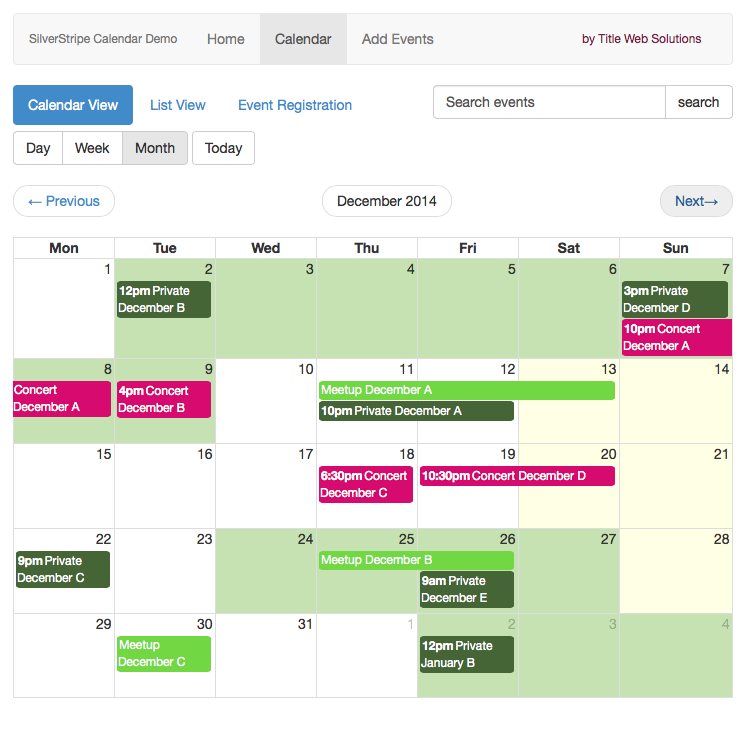 calendar module frontend fullcalendar