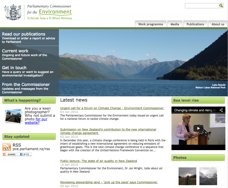 Parliamentary Commissioner for the Environment (SilverStripe)