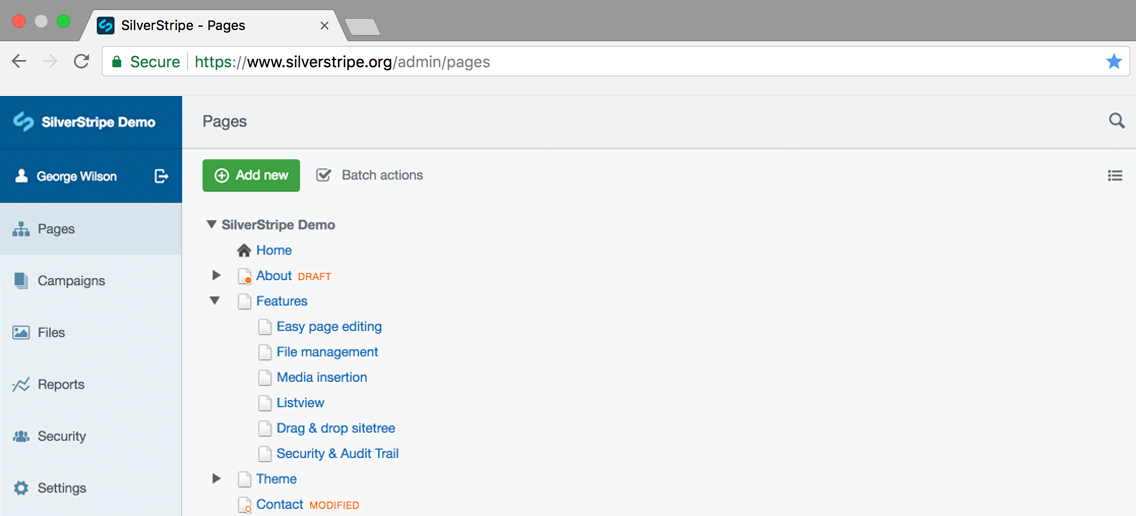 View SilverStripe demo