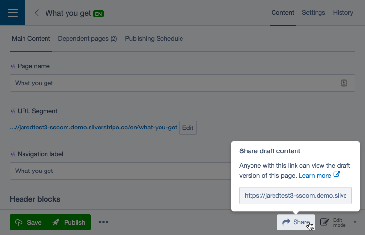 Share draft content