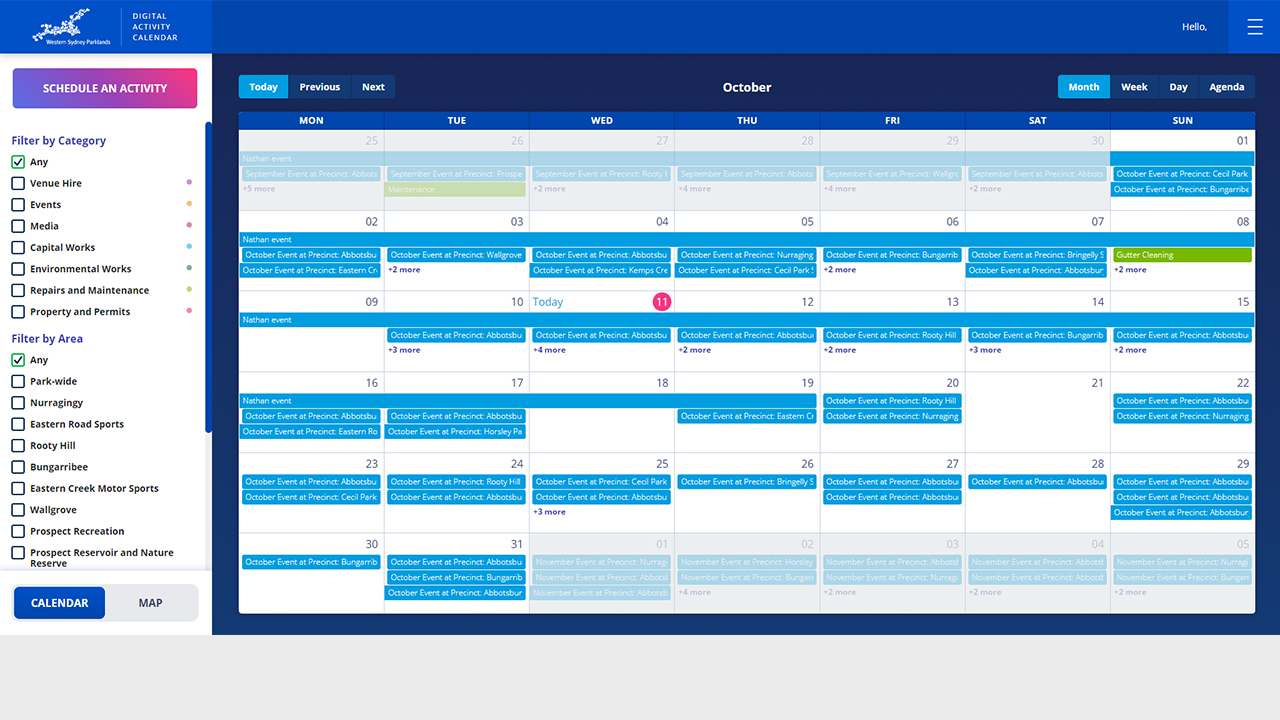 Digital Activity Calendar - Western Sydney Parklands and Parramatta Park (IRX)