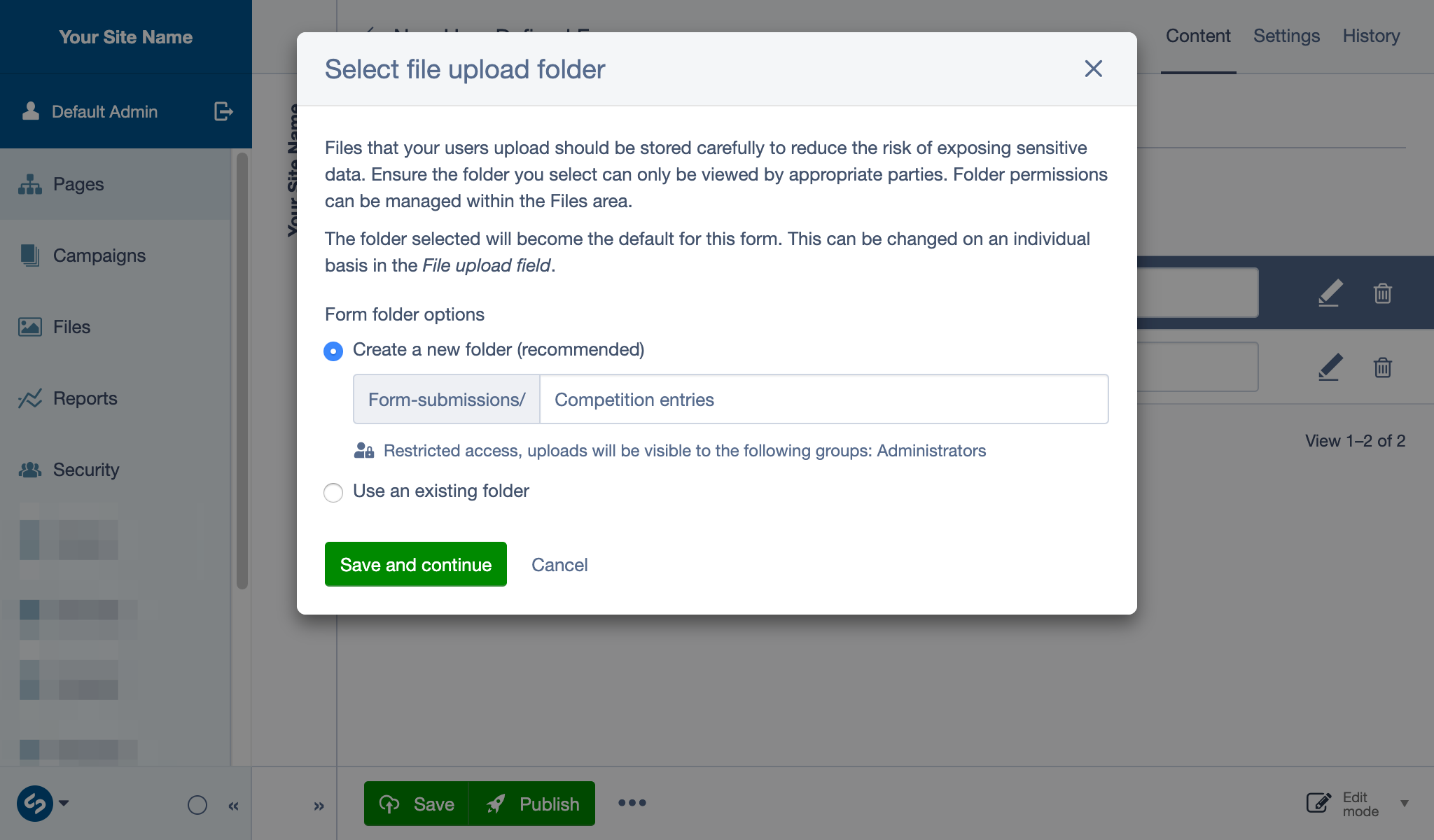 New guidance for forms collecting uploaded files