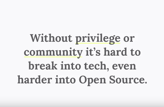 Slide reads without privilege or community it's hard to break into tech