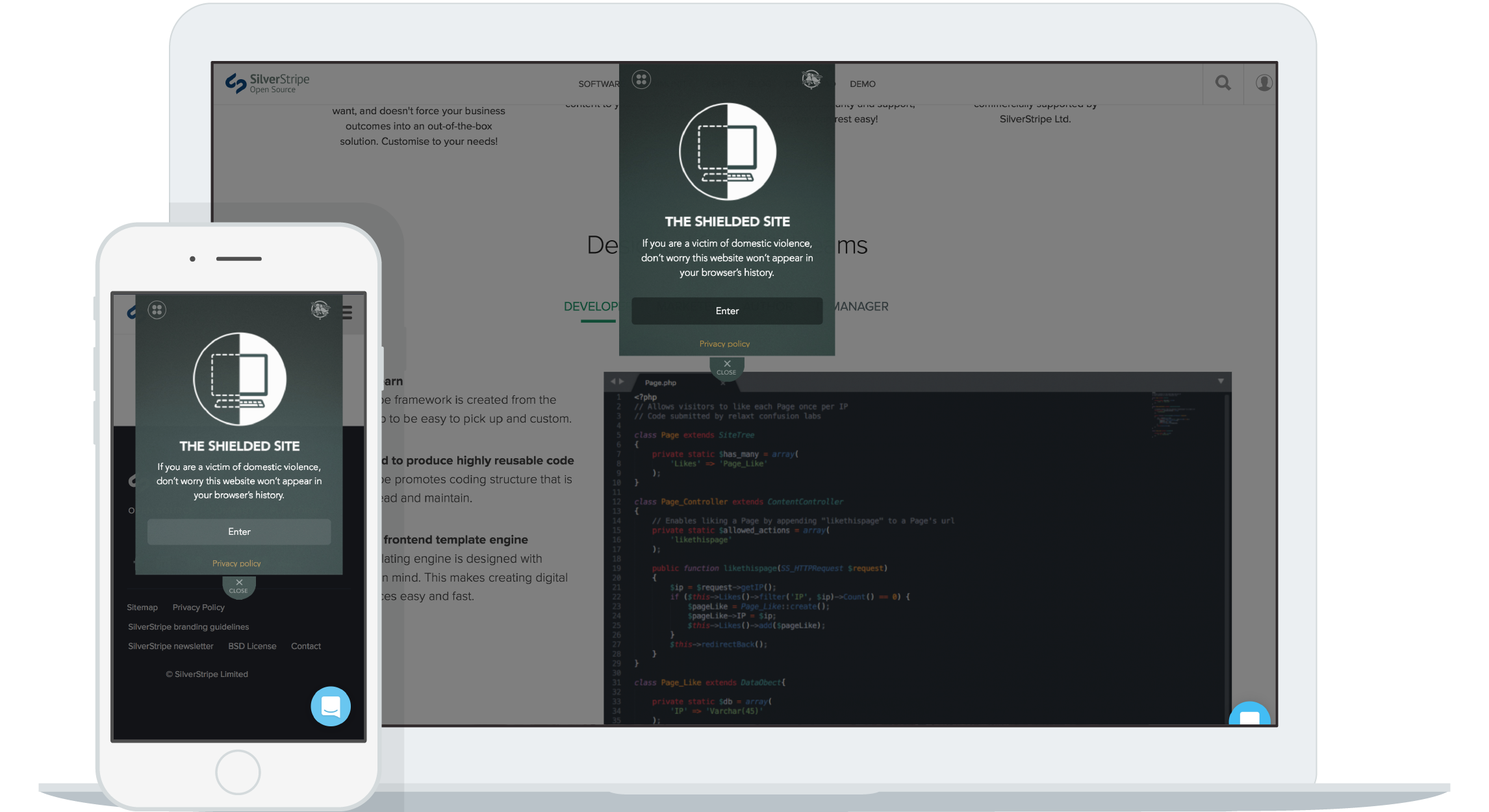 Shielded site on SilverStripe.com Screenshots