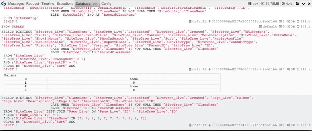 database debug