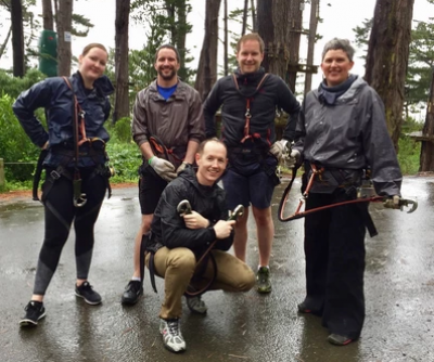 Creative Commoners team after finishing a high ropes course