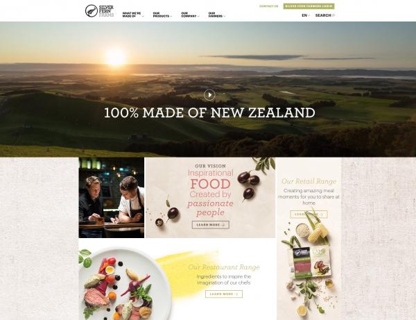 Screenshot of Silver Fern Farms website - Desktop version