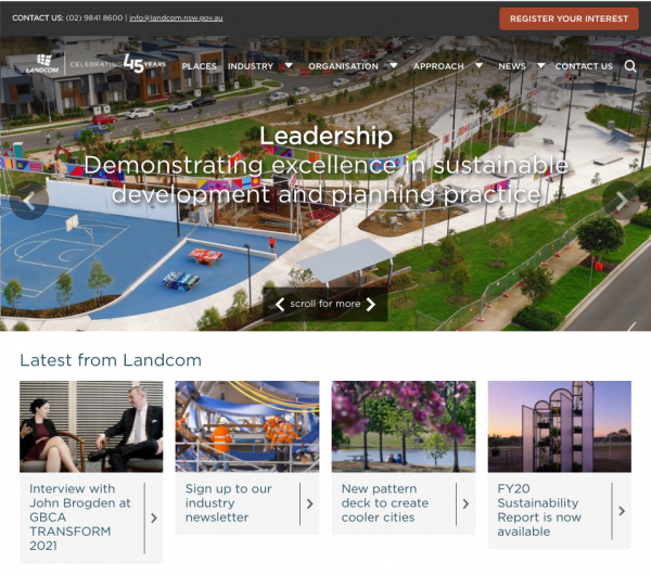 Landcom homepage