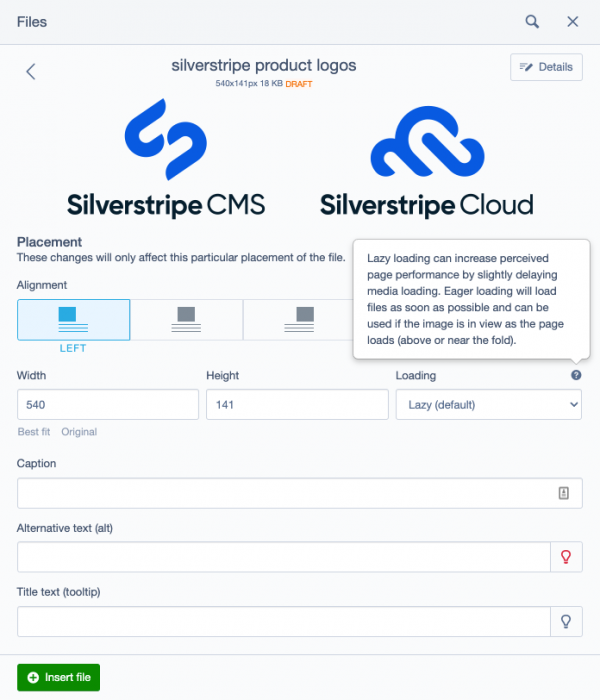 Screenshot showing lazy loading feature