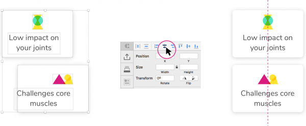 screenshot of aligning items in sketch