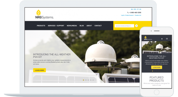 NRG System website shown on desktop and mobile device