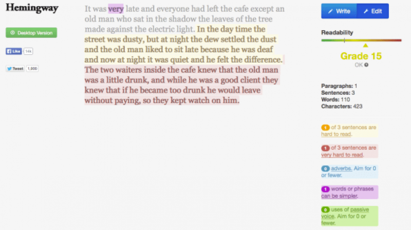 Hemingway app