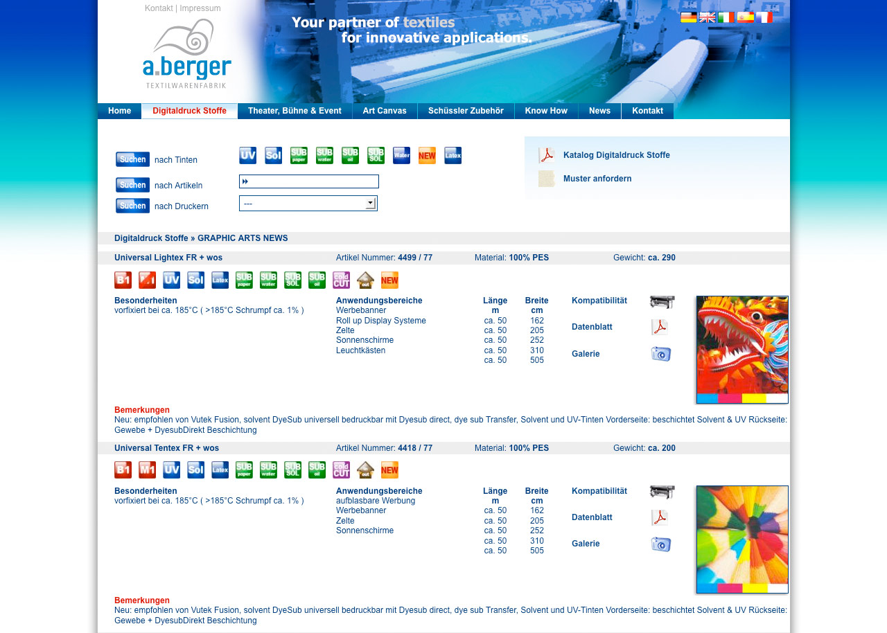 Bergertextil - Manufacturer of canvas for the digi (Internet Marketing Services GmbH)