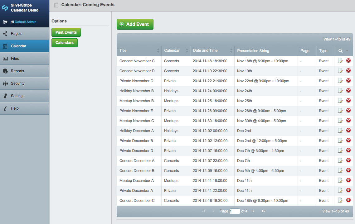 event calendar module cms