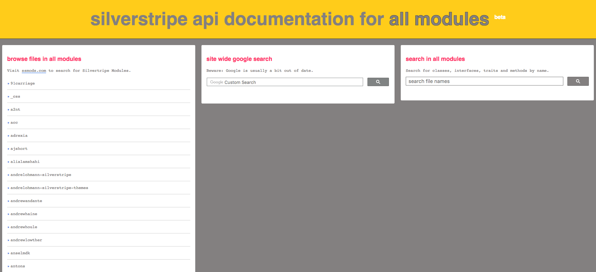 Screenshot of the docs.ssmods website