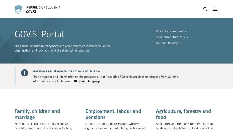 Slovenia's state administration website gov.si (Innovatif)
