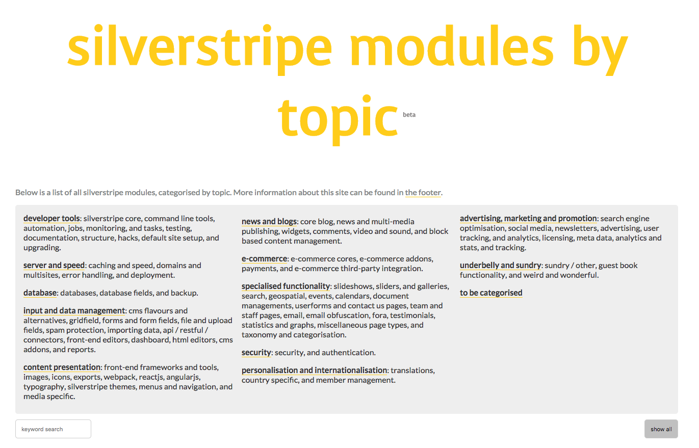 Screenshot of the topics.ssmods website
