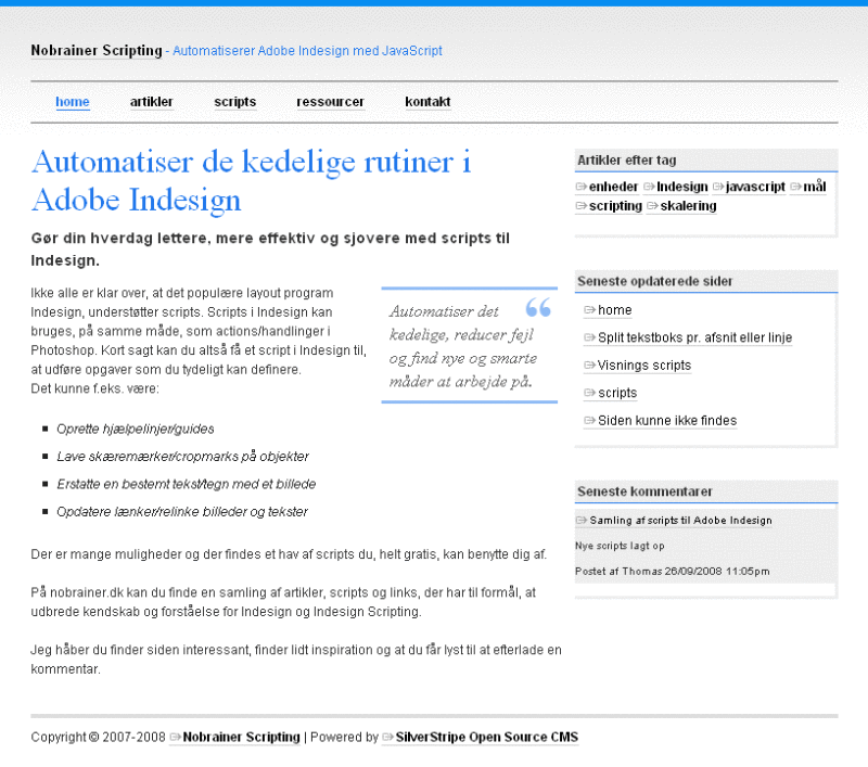 nobrainer.dk - Automating Adobe Indesign using Jav (Nobrainer Web)