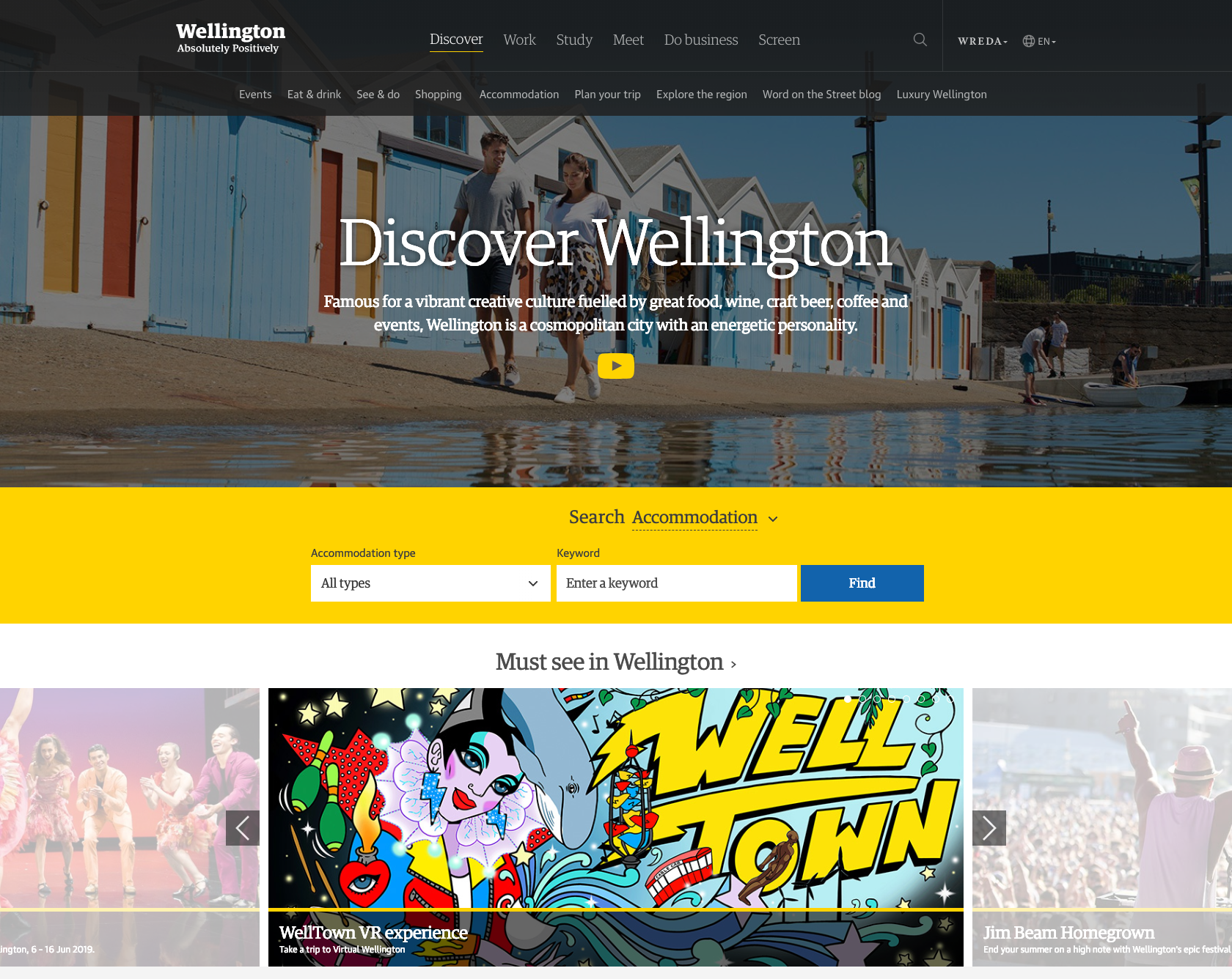 WellingtonNZ.com homepage