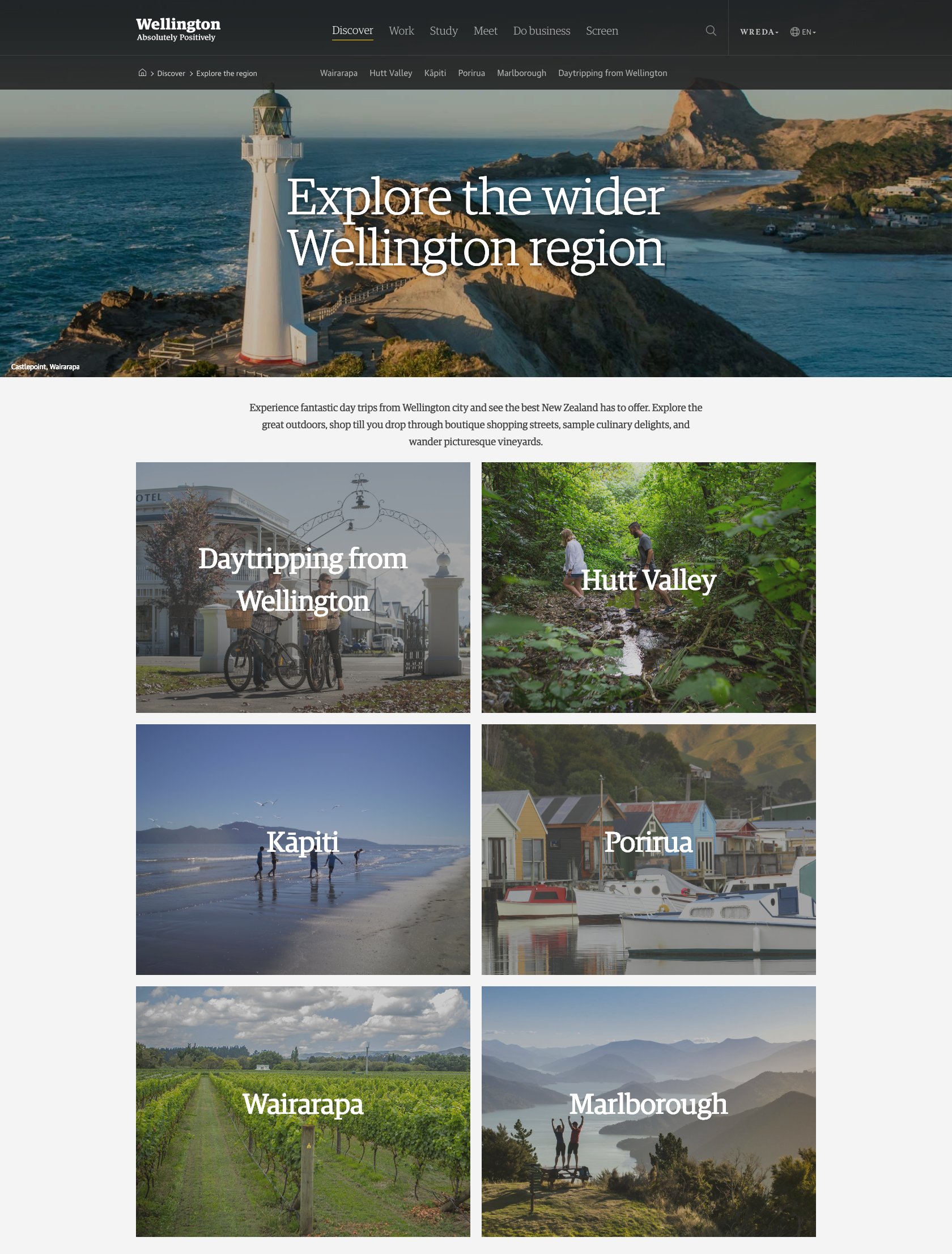 WellingtonNZ.com Explore the Region page