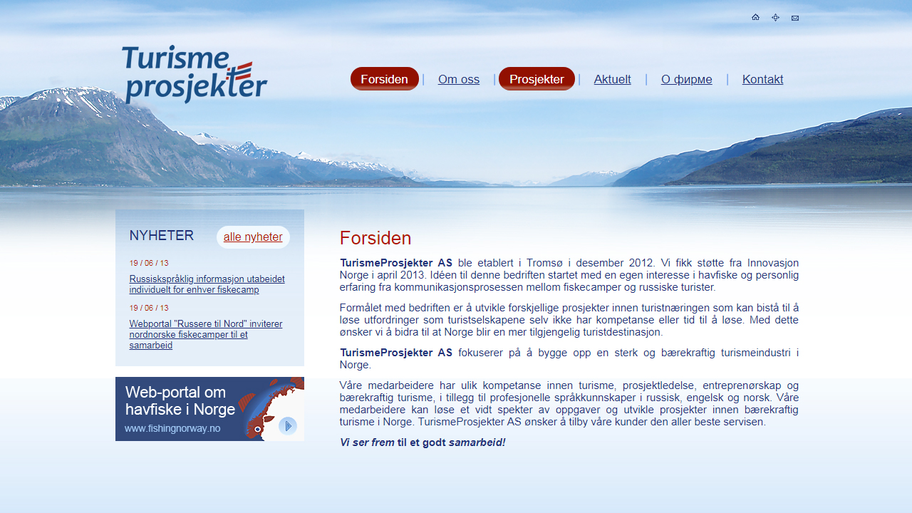 Turisme prosjecter website (Mediaweb studio)