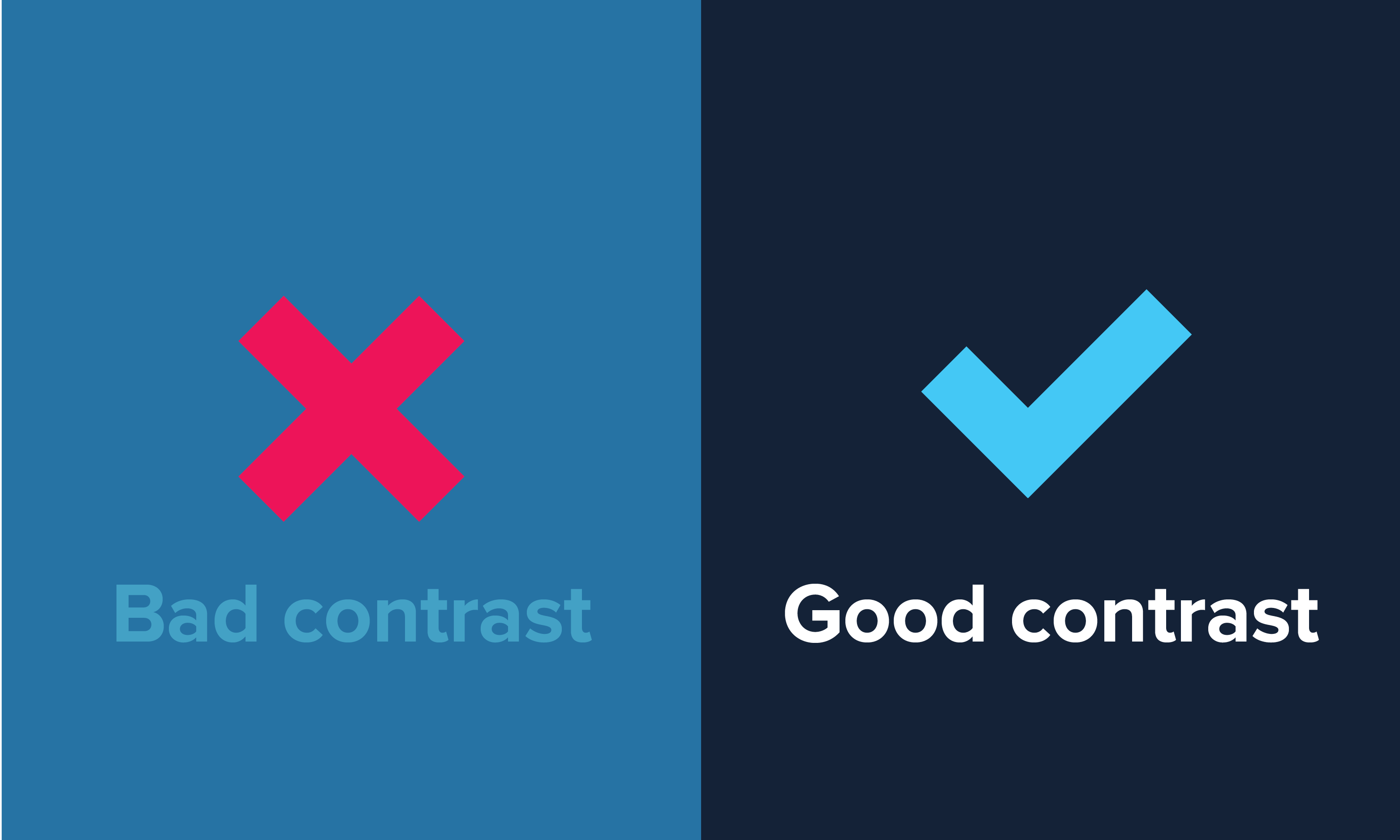 example of badly contrasting text next to well contrasted text