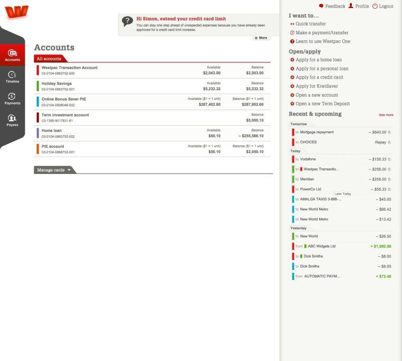 Westpac One Online Banking (SilverStripe)