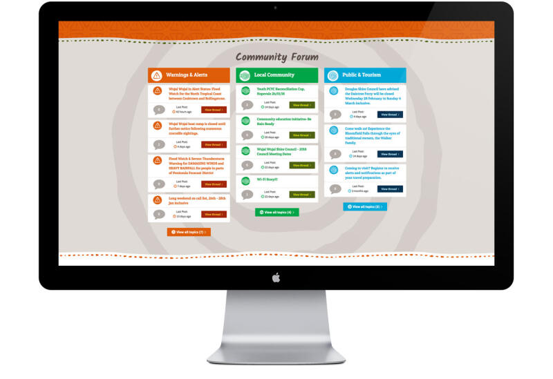 Award winning Wujal Wujal Aboriginal Shire Council website and online community forum (Foundry Productions)