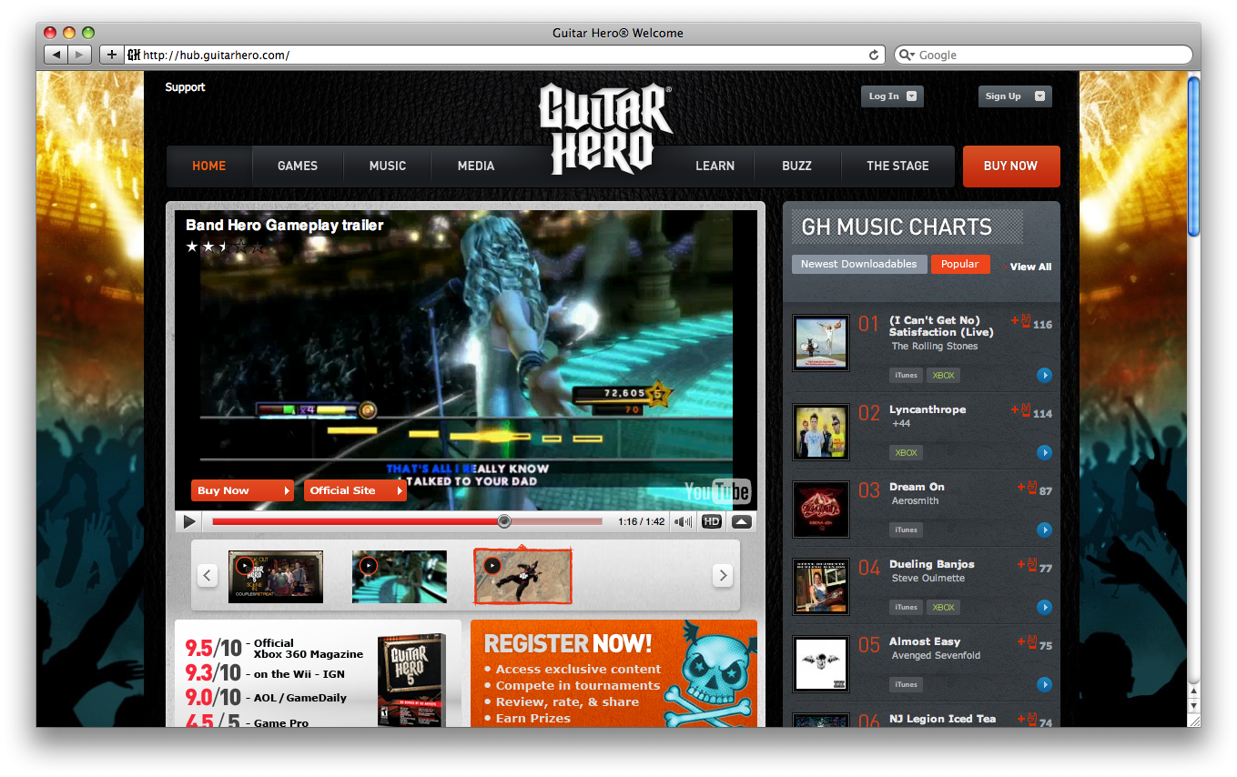Guitar Hero Homepage